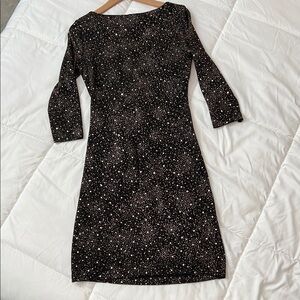 Anne Klein Black and Gold  3/4 sleeve Women's sparkles midi party dress. Sz 6.